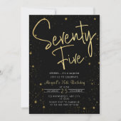 銀河系スクリプトブラックと金ゴールド75th誕生日パーティー 招待状 (正面)