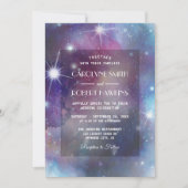 銀河系スターと宇宙結婚式招待状 招待状 (正面)