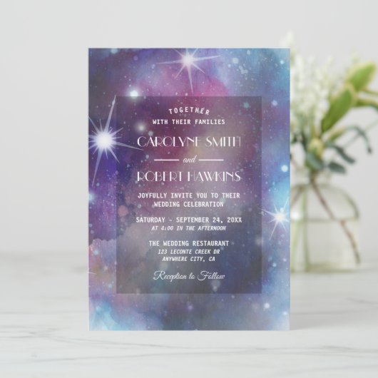 銀河系スターと宇宙結婚式招待状 招待状 (スタンド正面)