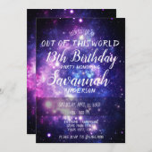 銀河系スターズアウトオブザワールド宇宙誕生日 招待状 (正面/裏面)