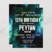 銀河系スターズアウトオブザワールド誕生日招待状 ポストカード (正面/裏面)