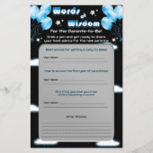 銀河系スターズブルーバルーン赤ちゃんシャワーアドバイスカード (正面)