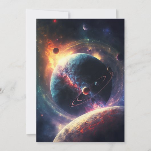 銀河系スターズムーンプラデッツ宇宙ベビーシャワー 招待状 (裏面)