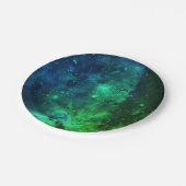 銀河系スターズ宇宙緑ネオンパターン ペーパープレート (アングル)