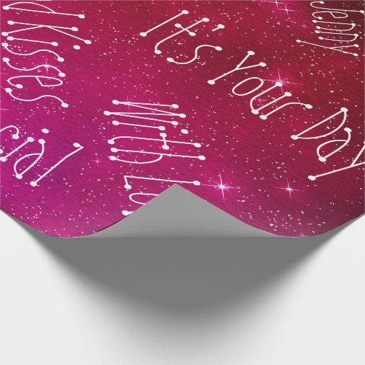 銀河系スターパーソナライズされた誕生日宇宙 ラッピングペーパー (角)