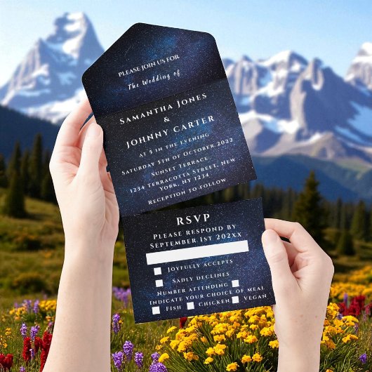 銀河系スターリーナイトスターズスカイ結婚ズネブラ オールインワン招待状