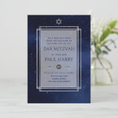 銀河系スターリーナイトバー（ユダヤ教の）バル・ミツバー招待状ネイビー 招待状 (スタンド正面)
