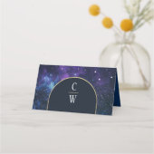 銀河系スターリーナイトパープルブルー結婚ズ プレイスカード (裏面)