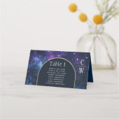 銀河系スターリーナイトパープルブルー結婚ズ プレイスカード (正面)