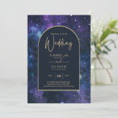 銀河系スターリーナイトパープルブルー金ゴールド 招待状 (スタンド正面)