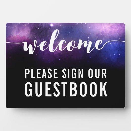 銀河系スター結婚ズウェルカムゲストブックサイン フォトプラーク (正面)