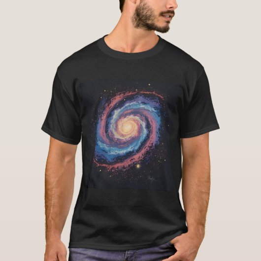 銀河系スパイラルアートTシャツ – 宇宙宇宙デザイン Tシャツ (正面)