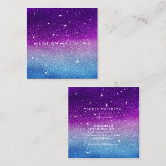 銀河系スパークル美しいスタイリストスクエアビジネスカー スクエア名刺 (正面/裏面)