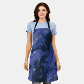 銀河系スワールブルーグリッター抽象芸術宇宙パターン エプロン (着用した状態)
