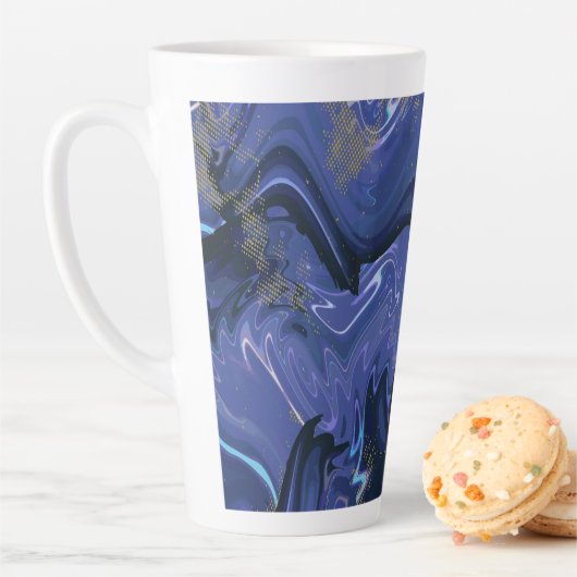銀河系スワールブルーグリッター抽象芸術宇宙パターン カフェラテマグ (インサイチュ)