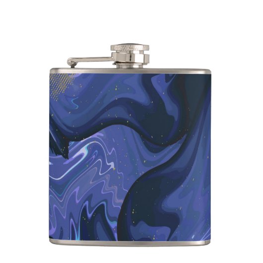 銀河系スワールブルーグリッター抽象芸術宇宙パターン フラスク (正面)