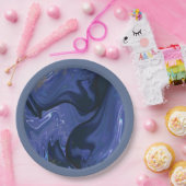 銀河系スワールブルーグリッター抽象芸術宇宙パターン ペーパープレート (パーティー)