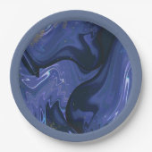 銀河系スワールブルーグリッター抽象芸術宇宙パターン ペーパープレート (正面)