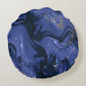 銀河系スワールブルーグリッター抽象芸術宇宙パターン ラウンドクッション (裏面)