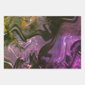 銀河系スワールブルーグリッター抽象芸術宇宙パターン ラッピングペーパーシート (正面)