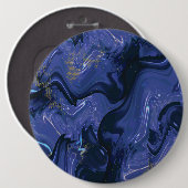 銀河系スワールブルーグリッター抽象芸術宇宙パターン 缶バッジ (正面&裏面)