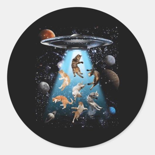 銀河系ネコUfoネコCatオーナー ラウンドシール (正面)