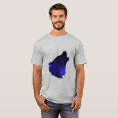 銀河系ハウリングウルフシルエットナイトスカイwithスター tシャツ (正面フル)