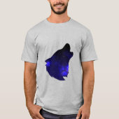 銀河系ハウリングウルフシルエットナイトスカイwithスター tシャツ (正面)