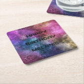 銀河系ハッピーバースデー スクエアペーパーコースター (アングル)