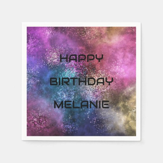 銀河系ハッピーバースデー スタンダードカクテルナプキン (正面)