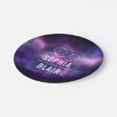 銀河系ハートコンステレ結婚ステレーションパーソナライズされた ペーパープレート (アングル)