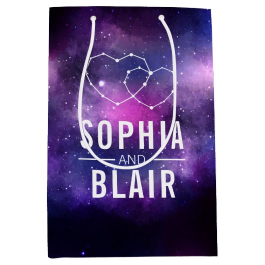 銀河系ハートコンステレ結婚ステレーションパーソナライズされた ミディアムペーパーバッグ (正面)