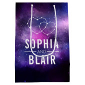 銀河系ハートコンステレ結婚ステレーションパーソナライズされた ミディアムペーパーバッグ (裏面)