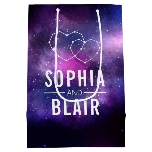 銀河系ハートコンステレ結婚ステレーションパーソナライズされた ミディアムペーパーバッグ (裏面)
