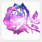 銀河系バラの形ピンクと紫の輝き星S スクエアシール (正面)