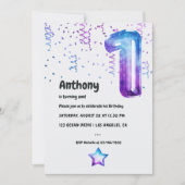 銀河系バルーン1st誕生日招待状 招待状 (正面)