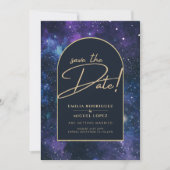 銀河系パープルブルースター結婚リーの日救付 招待状 (正面)