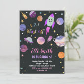 銀河系パープル惑星誕生日招待状 招待状 (スタンド正面)