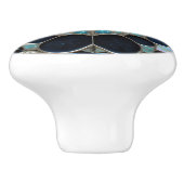 銀河系パール冬の青インスパイアティール（緑がかった色）オフホワイト セラミックノブ (側面)