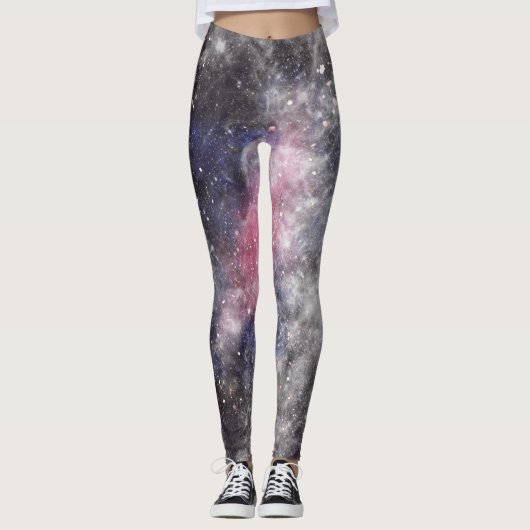 銀河系ピンク白黒ヨガ レギンス (正面)