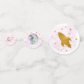 銀河系ピンク金ゴールド外部空間誕生日 コンフェッティ (裏面)