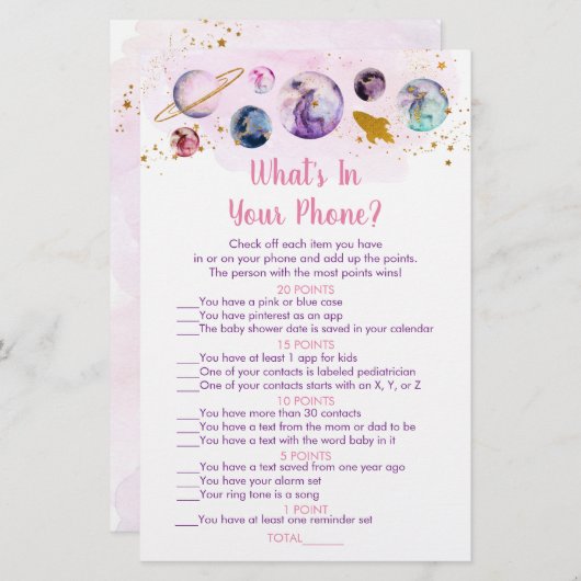 銀河系ピンク金ゴールド宇宙あなたの電話ゲームの内容 (正面/裏面)