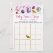 銀河系ピンク金ゴールド宇宙ベビシャワービンゴゲーム (正面/裏面)