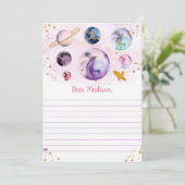 銀河系ピンク金ゴールド宇宙誕生日タイムカプセルカード 招待状 (スタンド正面)