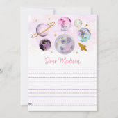 銀河系ピンク金ゴールド宇宙誕生日タイムカプセルカード 招待状 (正面)