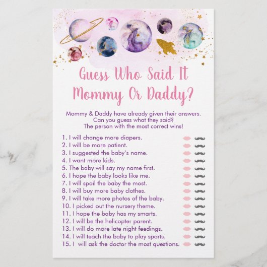 銀河系ピンク金ゴールド宇宙誰がゲームを言ったか推測 (正面)