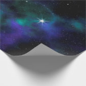 銀河系ブルーアンドグリーンコズミックステラ ラッピングペーパー (角)