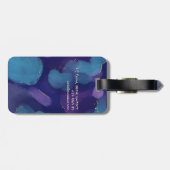 銀河系ブルーピンクパープル水彩グリッターブラシ ラゲッジタグ (裏面横)