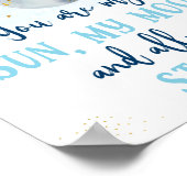 銀河系ブルー金ゴールドあなたが私の太陽の月の星のポスター ポスター (角)