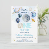 銀河系ブルー金ゴールドアウタースペース第1誕生日 招待状 (スタンド正面)